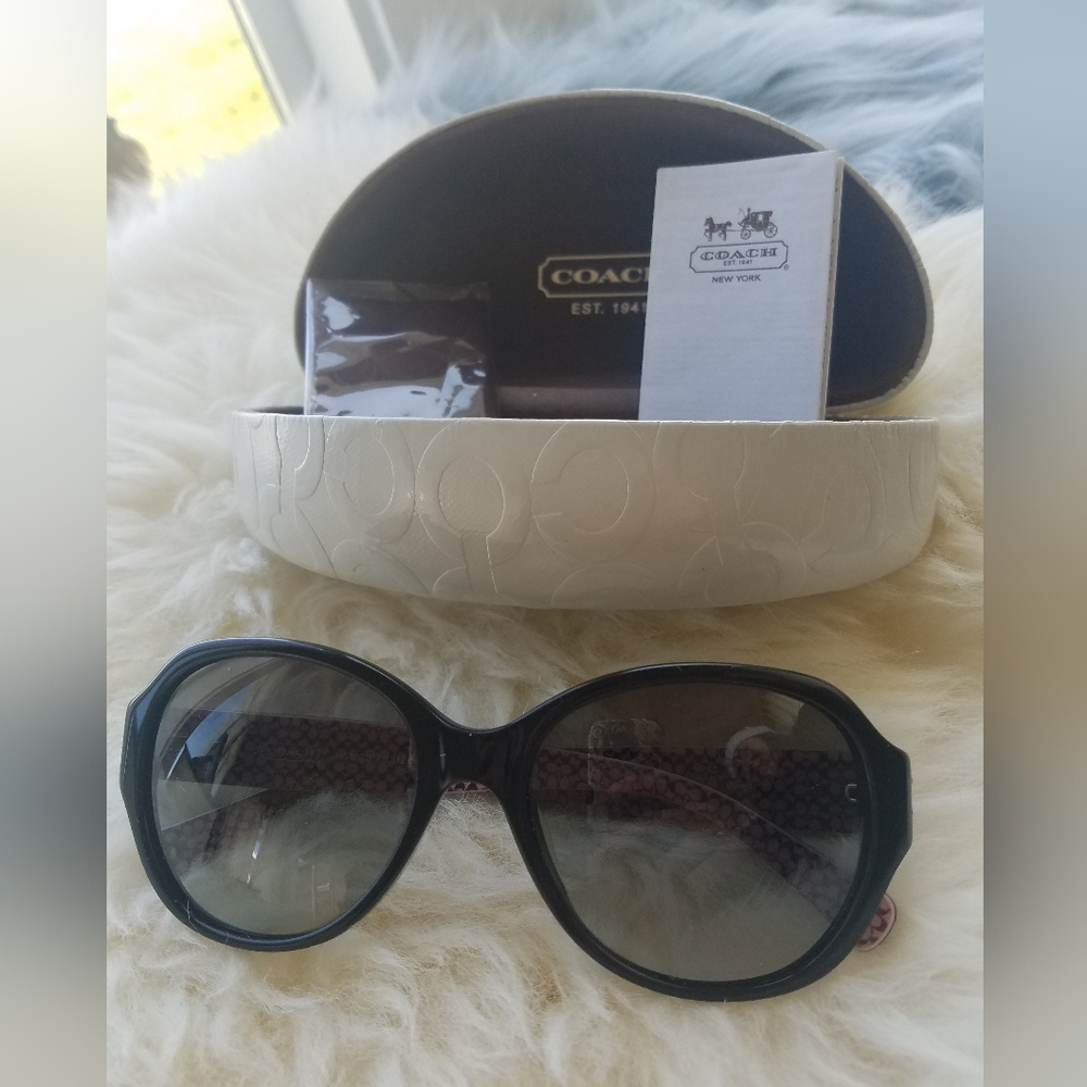 COACH Cameron Black & Pink Sunglasses - FULL SET NEW - Picture 5 of 6